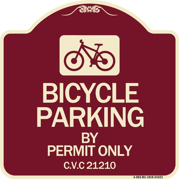 Signmission Bicycle Parking by Permit C.V.S. 21210 Heavy-Gauge Aluminum Sign, 18" x 18", BU-1818-24322 A-DES-BU-1818-24322 - main